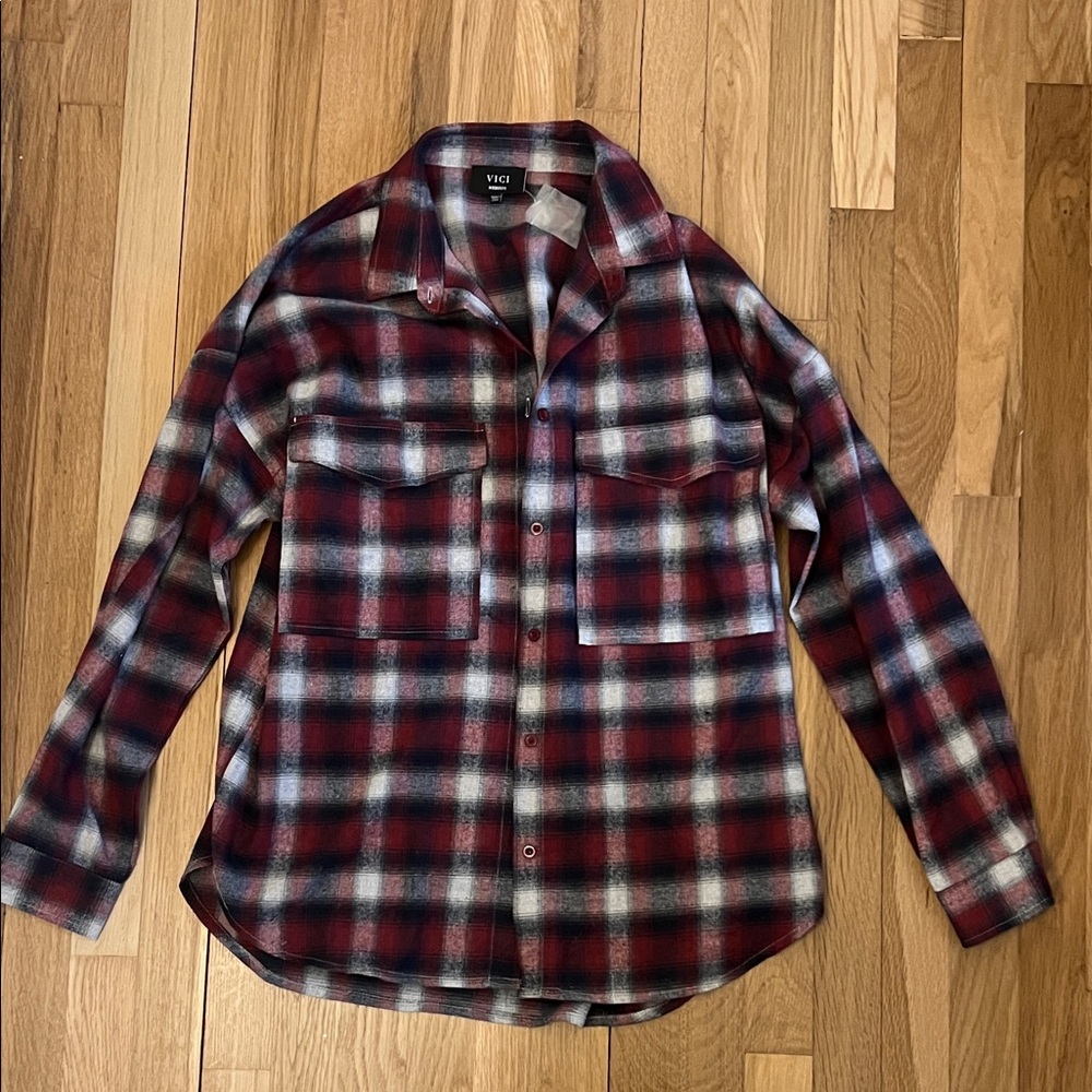 Vici Red and Black Plaid Shirt